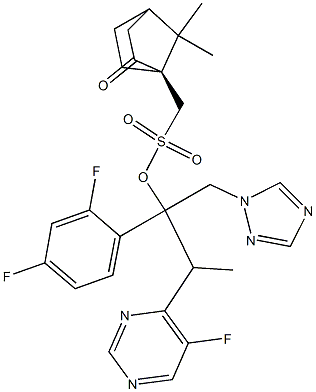 2-(2,4-difluorophenyl)-3-(5-fluoropyrimidin-4-yl)-1-(1H-1,2,4-triazol-1-yl)butan-2-yl [(1R)-7,7-dimethyl-2-oxobicyclo[2.2.1]heptan-1-yl]methanesulfonate Struktur