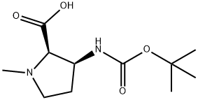 D-Proline, 3-[[(1,1-dimethylethoxy)carbonyl]amino]-1-methyl-, (3S)- Structure