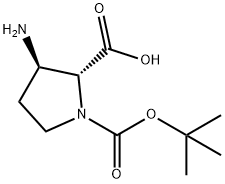 1,2-Pyrrolidinedicarboxylic acid, 3-amino-, 1-(1,1-dimethylethyl) ester, (2R,3R)- Struktur