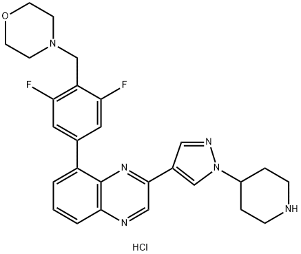 8-[3,5-Difluoro-4-(4-morpholinylmethyl)phenyl]-2-[1-(4-piperidinyl)-1H-pyrazol-4-yl]quinoxaline dihydrochloride Structure