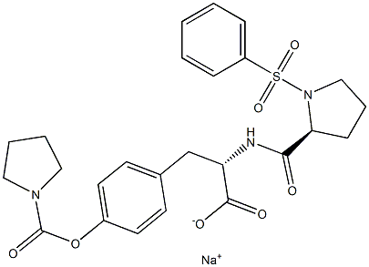 N-(Benzenesulfonyl)-L-prolyl-L-O-(1-pyrrolidinylcarbonyl)tyrosine sodium salt Structure