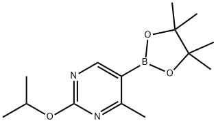 2-Isopropoxy-4-methyl-5-(4,4,5,5-tetramethyl-[1,3,2]dioxaborolan-2-yl)-pyrimidine Struktur