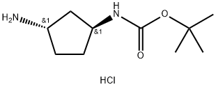 ((1R,3R)-REL-3-氨基环戊基)氨基甲酸叔丁酯盐酸盐 结构式