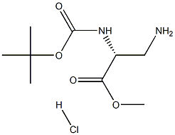 methyl (2R)-3-amino-2-{[(tert-butoxy)carbonyl]amino}propanoate hydrochloride Structure