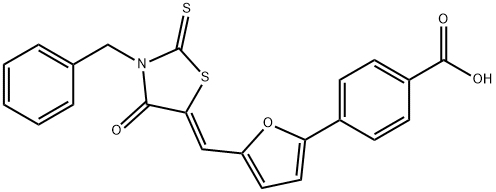Benzoic acid, 4-[5-[(Z)-[4-oxo-3-(phenylmethyl)-2-thioxo-5-thiazolidinylidene]methyl]-2-furanyl]-,2055362-72-4,结构式