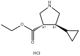 ethyl trans-4-cyclopropylpyrrolidine-3-carboxylate hydrochloride Struktur