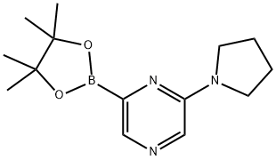 2-(pyrrolidin-1-yl)-6-(4,4,5,5-tetramethyl-1,3,2-dioxaborolan-2-yl)pyrazine, 2077892-16-9, 结构式