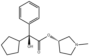 (S)-1-methylpyrrolidin-3-yl (S)-2-cyclopentyl-2-hydroxy-2-phenylacetate Struktur