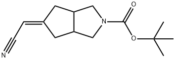 tert-butyl (3aR,6aS,E)-5-(cyanomethylene)hexahydrocyclopenta[c]pyrrole-2(1H)-carboxylate Struktur