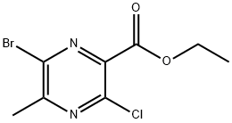 6-溴-3-氯-5-甲基吡嗪-2-甲酸乙酯,2091009-80-0,结构式