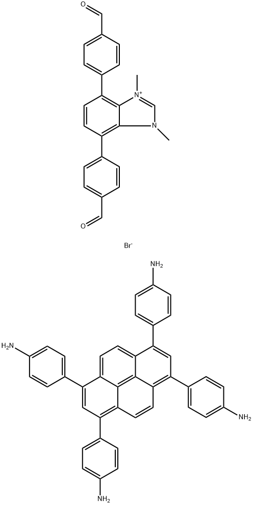 4,7-bis(4-formylphenyl)-1,3-dimethyl-1H-benzo[d]imidazol-3-ium bromide Struktur
