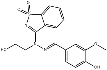 2095165-71-0 (E)-3-(2-(4-hydroxy-3-methoxybenzylidene)-1-(2-hydroxyethyl)hydrazinyl)benzo[d]isothiazole 1,1-dioxide