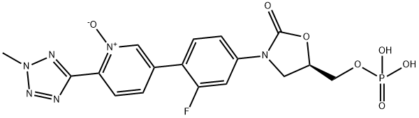 (R)-5-(2-fluoro-4-(2-oxo-5-((phosphonooxy)methyl)oxazolidin- 3-yl)phenyl)-2-(2-methyl-2H-tetrazol-5-yl)pyridine 1-oxide Structure