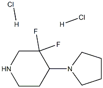 3,3-Difluoro-4-(pyrrolidin-1-yl)piperidine dihydrochloride 化学構造式