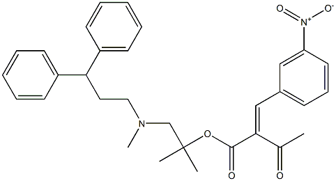 Butanoic acid, 2-[(3-nitrophenyl)methylene]-3-oxo-, 2-[(3,3-diphenylpropyl)methylamino]-1,1-dimethylethyl ester 化学構造式