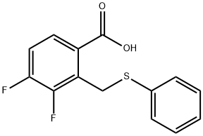 3,4-ジフルオロ-2-[(フェニルスルファニル)メチル]安息香酸 化学構造式