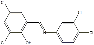 2,4-dichloro-6-{[(3,4-dichlorophenyl)imino]methyl}phenol Struktur