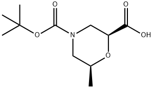 (2S,6S)-4-(tert-butoxycarbonyl)-6-methylmorpholine-2-carboxylic acid Struktur