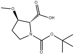 (2R,3R)-1-(tert-butoxycarbonyl)-3-methoxypyrrolidine-2-carboxylic acid Structure