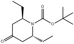 1-Piperidinecarboxylic acid, 2,6-diethyl-4-oxo-, 1,1-dimethylethyl ester, (2R,6R)- Structure