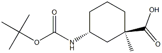 (1R,3R)-3-{[(tert-butoxy)carbonyl]amino}-1-methylcyclohexane-1-carboxylic acid Struktur