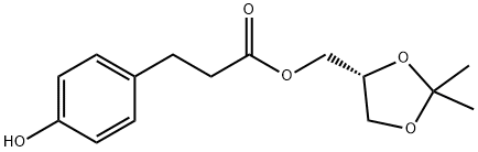 (R)-(2,2-dimethyl-1,3-dioxolan-4-yl)methyl 3-(4-hydroxyphenyl)propanoate 化学構造式