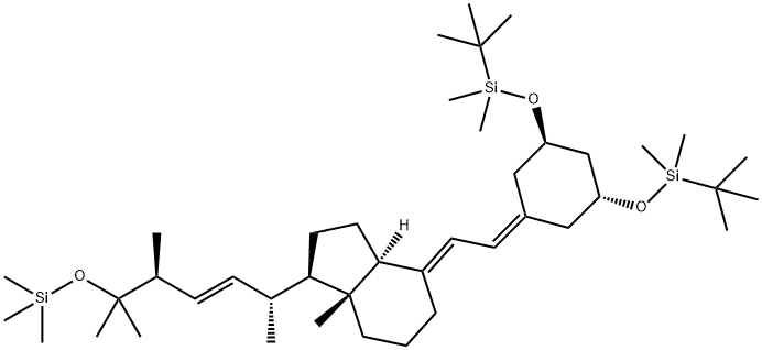 ((1R,3R)-5-((E)-2-((1R,3aS,7aR)-1-((2R,5S,E)-5,6-dimethyl-6-(trimethylsilyloxy)hept-3-en-2-yl)-7a-methyldihydro-1H-inden-4(2H,5H,6H,7H,7aH)-ylidene)ethylidene)cyclohexane-1,3-diyl)bis(oxy)bis(tert-butyldimethylsilane) Structure