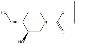 REL-叔丁基(3R,4R)-3-羟基-4-(羟甲基)哌啶-1-羧酸酯,219975-81-2,结构式