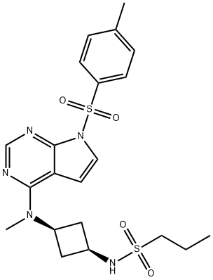 1-Propanesulfonamide, N-[cis-3-[methyl[7-[(4-methylphenyl)sulfonyl]-7H-pyrrolo[2,3-d]pyrimidin-4-yl]amino]cyclobutyl]- Structure