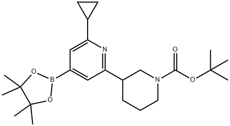 tert-butyl 3-(6-cyclopropyl-4-(4,4,5,5-tetramethyl-1,3,2-dioxaborolan-2-yl)pyridin-2-yl)piperidine-1-carboxylate 化学構造式