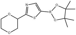 2-(1,4-dioxan-2-yl)-5-(4,4,5,5-tetramethyl-1,3,2-dioxaborolan-2-yl)thiazole Structure