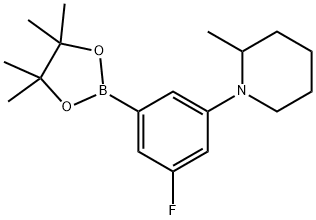 1-(3-fluoro-5-(4,4,5,5-tetramethyl-1,3,2-dioxaborolan-2-yl)phenyl)-2-methylpiperidine,2222997-33-1,结构式