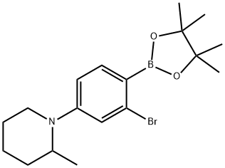 2-Bromo-4-(2-methylpiperidin-1-yl)phenylboronic acid pinacol ester Struktur