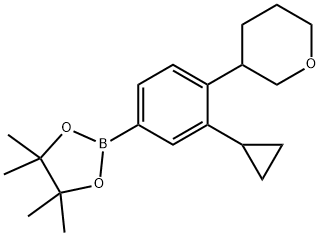 2-(3-cyclopropyl-4-(tetrahydro-2H-pyran-3-yl)phenyl)-4,4,5,5-tetramethyl-1,3,2-dioxaborolane 结构式