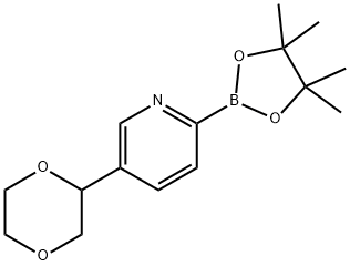 5-(1,4-dioxan-2-yl)-2-(4,4,5,5-tetramethyl-1,3,2-dioxaborolan-2-yl)pyridine Struktur