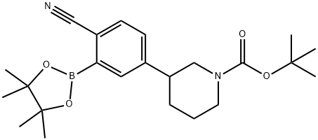 2-Cyano-5-(N-Boc-piperidin-3-yl)phenylboronic acid pinacol ester Structure