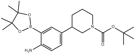 2-Amino-5-(N-Boc-piperidin-3-yl)phenylboronic acid pinacol ester 化学構造式