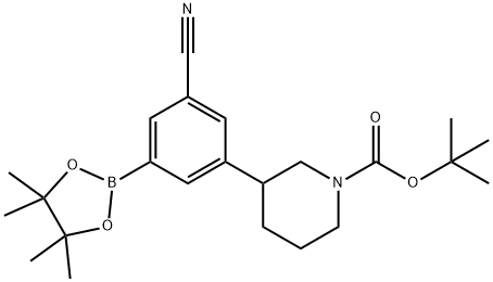 3-(N-Boc-Piperidin-3-yl)-5-cyanophenylboronic acid pinacol ester 化学構造式