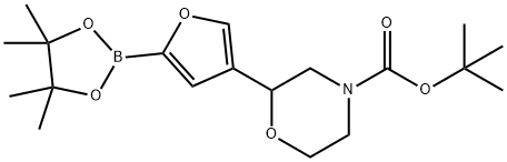 tert-butyl 2-(5-(4,4,5,5-tetramethyl-1,3,2-dioxaborolan-2-yl)furan-3-yl)morpholine-4-carboxylate 结构式