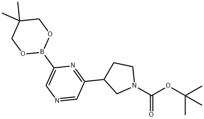 6-(N-Boc-pyrrolidin-3-yl)pyrazine-2-boronic acid neopentylglycol ester,2223006-93-5,结构式