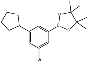 3-Bromo-5-(2-tetrahydrofuranyl)phenylboronic acid pinacol ester Struktur