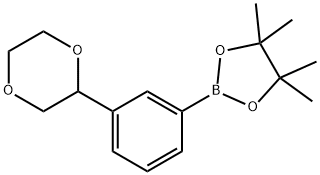 2-(3-(1,4-dioxan-2-yl)phenyl)-4,4,5,5-tetramethyl-1,3,2-dioxaborolane Struktur