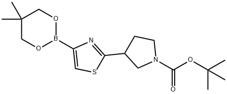 2-(N-Boc-Pyrrolidin-3-yl)thiazole-4-boronic acid neopentylglycol ester Struktur