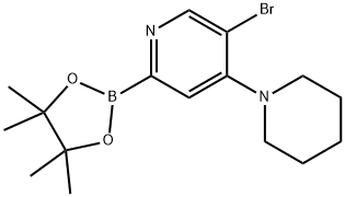 5-Bromo-4-(piperidino)pyridine-2-boronic acid pinacol ester 结构式