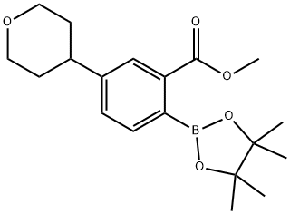 methyl 5-(tetrahydro-2H-pyran-4-yl)-2-(4,4,5,5-tetramethyl-1,3,2-dioxaborolan-2-yl)benzoate Structure