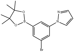 3-Bromo-5-(1H-pyrazol-1-yl)phenylboronic acid pinacol ester 化学構造式