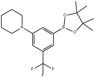 1-(3-(4,4,5,5-tetramethyl-1,3,2-dioxaborolan-2-yl)-5-(trifluoromethyl)phenyl)piperidine Struktur