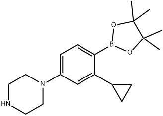 1-(3-cyclopropyl-4-(4,4,5,5-tetramethyl-1,3,2-dioxaborolan-2-yl)phenyl)piperazine,2223035-39-8,结构式