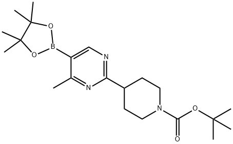 tert-butyl 4-(4-methyl-5-(4,4,5,5-tetramethyl-1,3,2-dioxaborolan-2-yl)pyrimidin-2-yl)piperidine-1-carboxylate 化学構造式