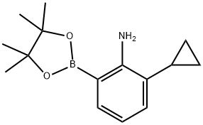 2-cyclopropyl-6-(4,4,5,5-tetramethyl-1,3,2-dioxaborolan-2-yl)aniline 结构式